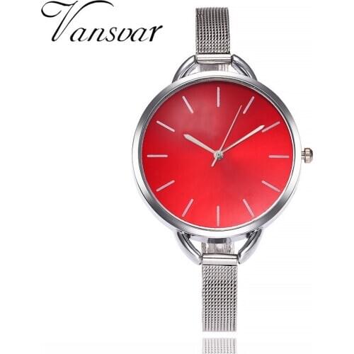 Vansvar Reloj mujer Fashion and Casual Womens Quartz Wrist Watches Simple Stainless Steel Bracelet Big Dial Analog Ladies XB40