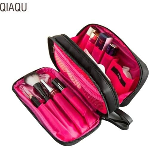 QIAQU high quality Solid Color Make Up Bag Man Women waterproof Cosmetic MakeUp bag Professional travel cosmetic organizer
