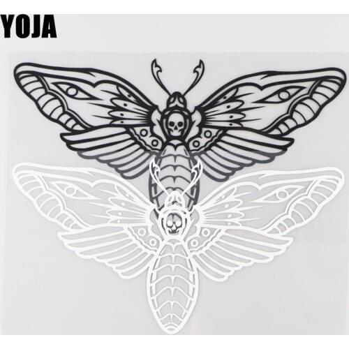 YOJA 16.7×8.8CM Cartoon Animals Vinyl Fashionable Handsome Moth Decal Car Stickers Black/Silver 19C-0118