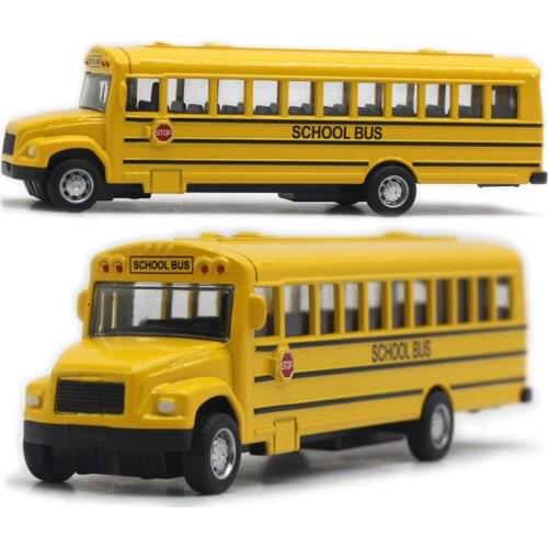 1/64 Optic Alloy Inertial School Bus Model Car Model Pull Back Toys Music Cars Vehicle Gifts Kids Boy Toys For Children Birthday