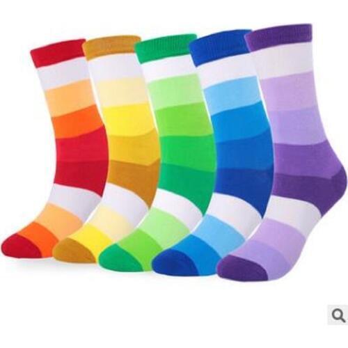 10PCS=5 pairs fashion striped mens socks cotton autumn and winter thick models deodorant men and women socks
