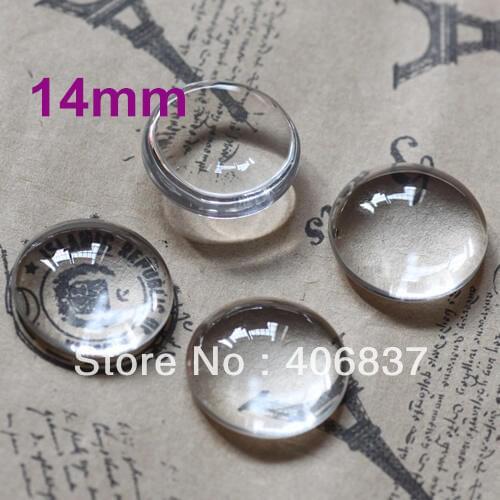 100pcs/lot, Good Quality 14mm Domed Round Transparent Clear Magnifying Glass Cabochon