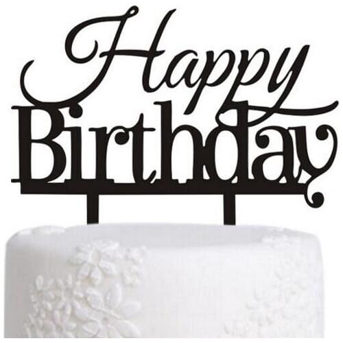 100pcs/lot Creative " Happy Birthday " design wedding cake inserted card Wedding Cake Topper Party Cake Decorations