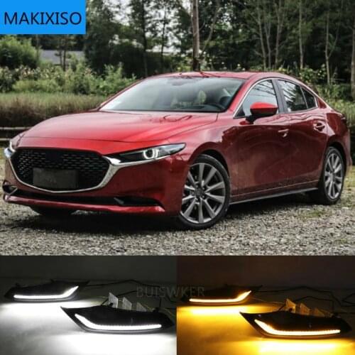 2pcs DRL for Mazda 3 axela 2019 2020 12V LED car DRL Driving daytime running light fog lamp with dimming turn Signal style Relay