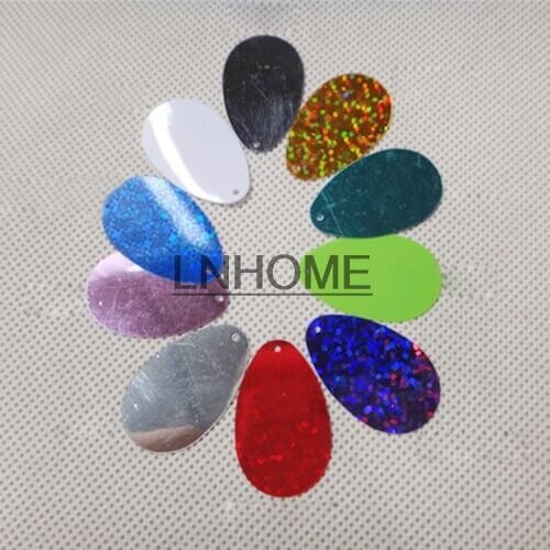 200pcs/lot 18*30mm Large Oval Egg Drops Sequins PVC Flat With Side Hole Belly Dance Garment Costume Accessory Laser Gold