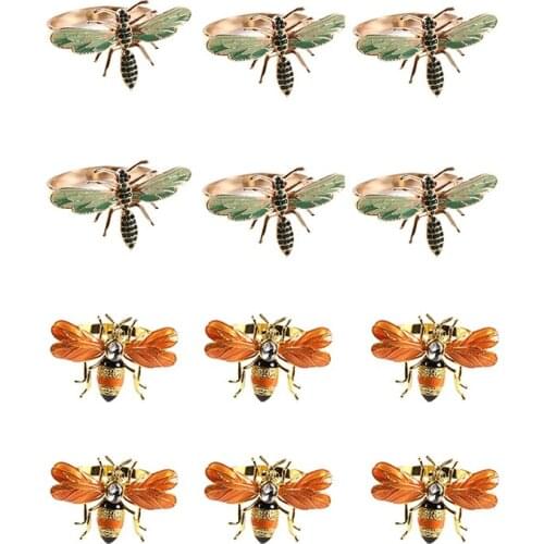 6Pcs the Napkin Buckle Napkin Ring Alloy Insect Drip Diamond Buckle Paper Towels