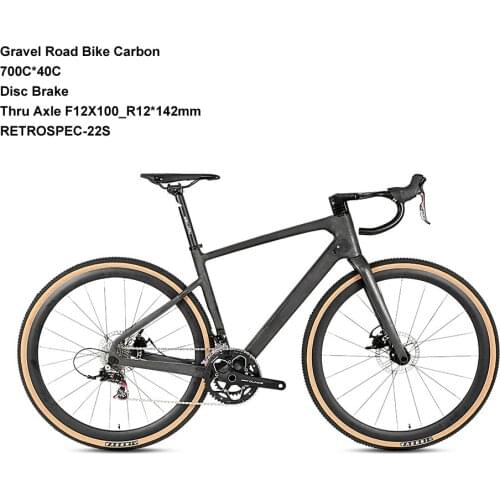700C Carbon Gravel Road Bike Bicycle 22s Disc Brake Thru Axle 12x142mm 40c Tire AM Cross Country Cycling Off-Road