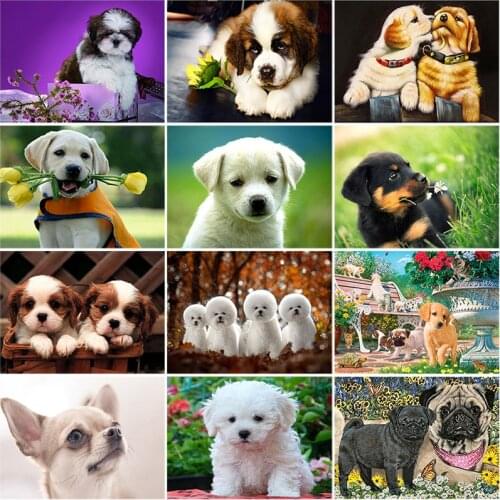 DIY 5D Diamond Painting Dog Mosaic Full Round Drill Cross Stitch Diamond Embroidery Rottweiler Animal Rhinestones Wall Sticker