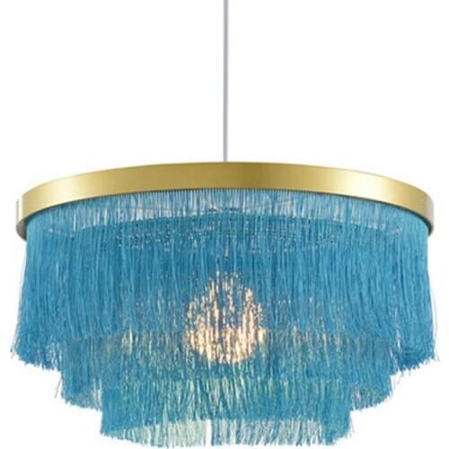 Fringe chandelier lighting gold White Beige cotton thread line bohemia chandelier for girls room bedroom wedding indoor lighting