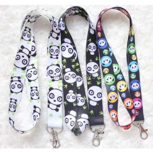 Free Shipping 50pcs Popular panda Lanyards Neck Strap Keys Camera ID Card Lanyard Mobile Phone Neck Straps H-47