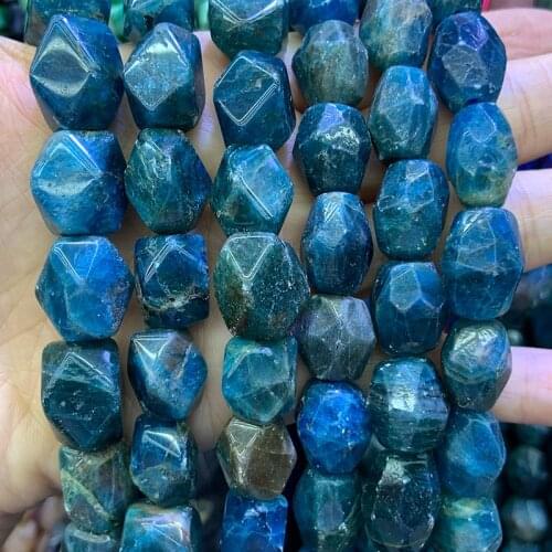 Natural Blue Apatite Stone Beads 15'' Faceted Irregular DIY Loose Beads For Jewelry Making Women Beads Necklace Bracelet For Men