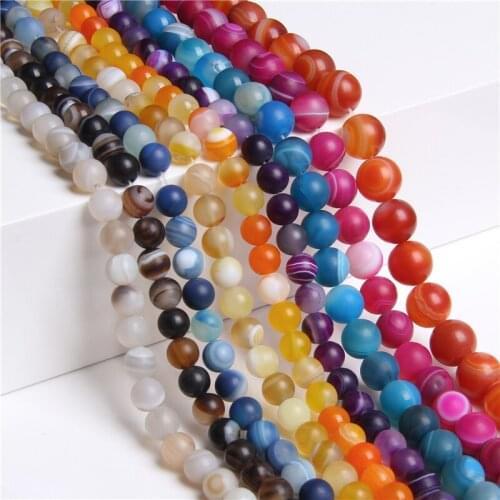 4/6/8/10/12mm Dull Polished Agates Beads Matte Round Natural Striped Agat Loose Beads For Jewelry Making Bracelet Diy 15.5"