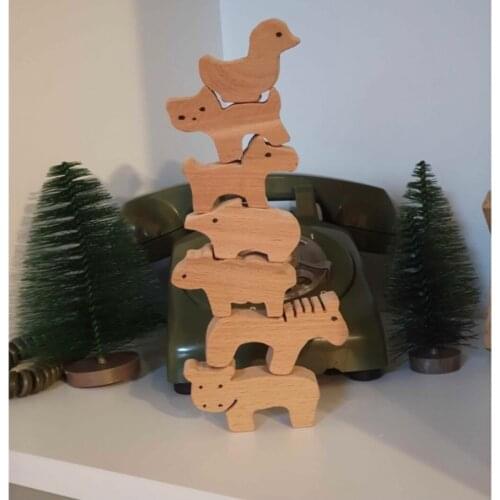 Wooden Rainbow House Blocks Natural Wood Colorful Blocks Kids Montesori Toys Stacking Jenga Game Educational Toys for Children