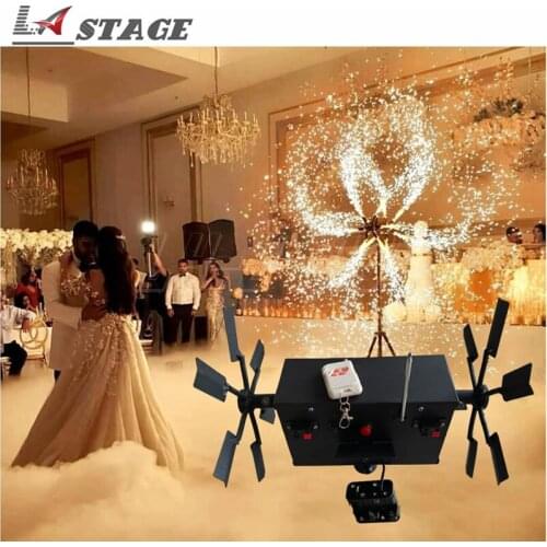 Free Shipping Double Wing Cold Fire Fountain Rotating Stage Lighting Effect Wedding Cold Fireworks Machine Remote Control