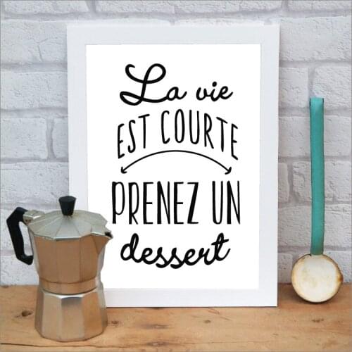 French Version Take A Dessert Wall Art Canvas Painting Poster Prints Funny Kitchen Dessert Black White Picture Bakery Shop Decor