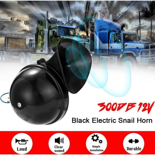 Loud 300DB 12V/24V Black Electric Snail Horn Air Horn Raging Sound For Car Motorcycle Truck Boat