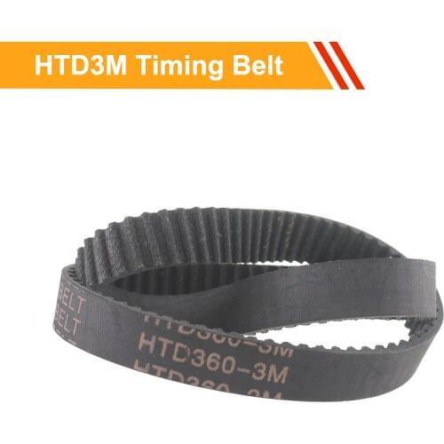 HTD3M Closed loop Timing Belt Length 345/348/351/369/375/381mm Rubber Drive Belt 10/15mm Belt Width Synchronous Belt