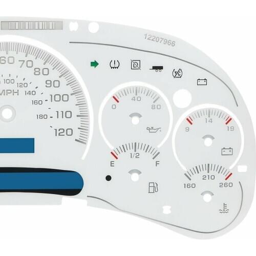 White Gauge Face for GM Silverado Sierra Tahoe Overlay LED Version Trans Temp