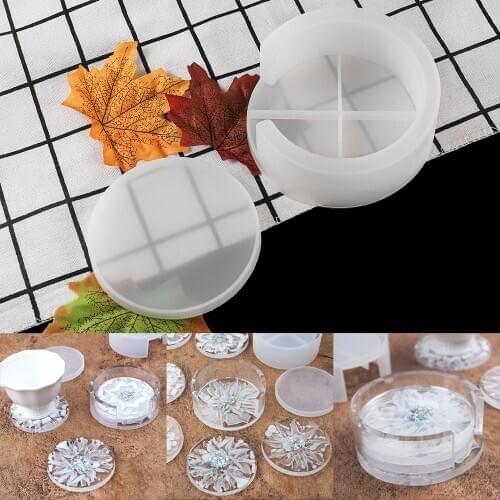 Coaster Molds Round Coaster Storage Box Epoxy Resin Mold Cup Cushion Collection Box Mould DIY Crystal Coaster Casting Suppliers