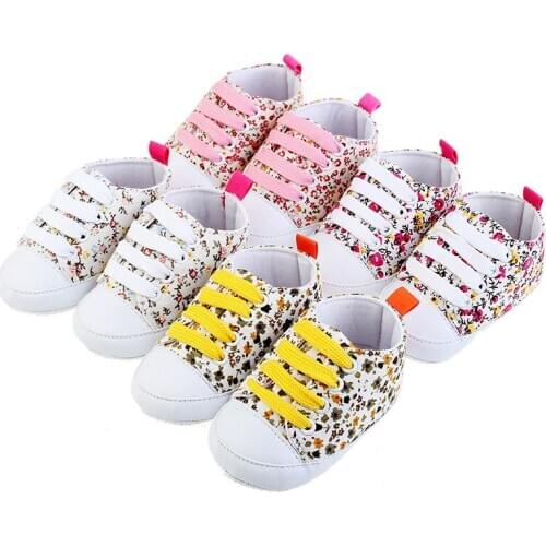 Classic Sports Shoes Non-slip Soft Bottom 0-1 Years Old Canvas Newborn Baby Shoes First step Hiking Shoes Infant Toddler Soft Bo