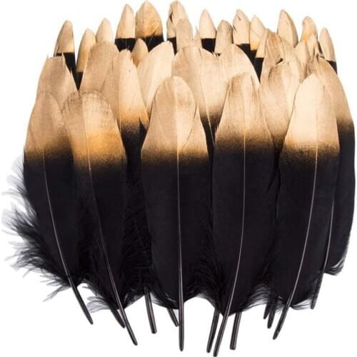 Beautiful Spray Gold goose/duck feathers 10-22cm DIY jewelry making feathers for crafts Wedding Decorations accessories material