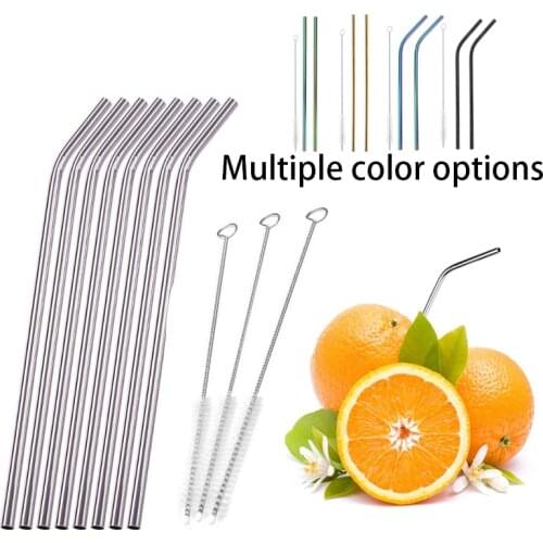Eco-friendly Drinking Straws Stainless Steel Drinking Straws Cleaning Brush Tube Straws Wedding Party Drinking Accessories