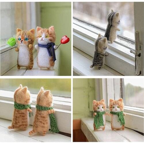 Cute And Interesting Handmade Wool Felt Cat Toys DIY Wool Felt Poke Kits Unfinished Plush Doll