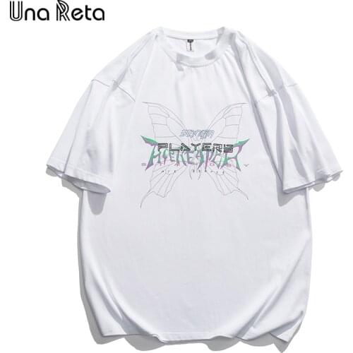 Una Reta Summer T-shirt Men New Casual Short Sleeve Tops Men Plus size Clothing Hip hop Butterfly print Couple Oversized T-shirt