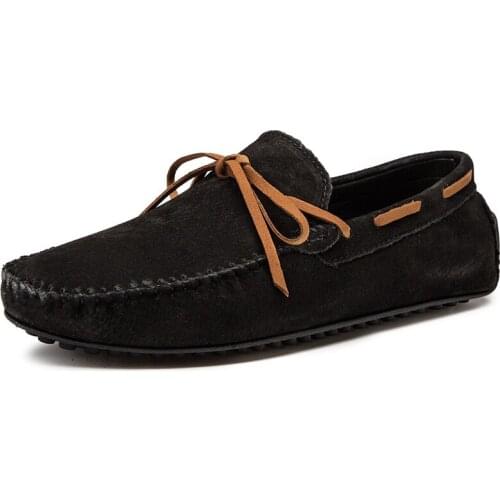 Mens Shoes Casual Leather Suede Driving Shoes Fashion Summer Loafers Men Comfortable Slip-on Moccasins Boat Shoes Big Size 38-49