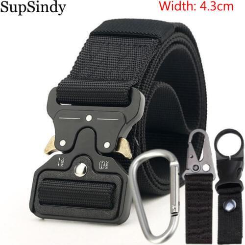 SupSindy mens canvas belt Quick release Metal buckle nylon Training belt military Army tactical belts for Men Jeans male strap