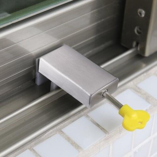 Stainless Steel Window Lock Punch-Free Door and Window Lock Sliding Door Lock Children Protective Safety Lock Gadgets Anti-Theft