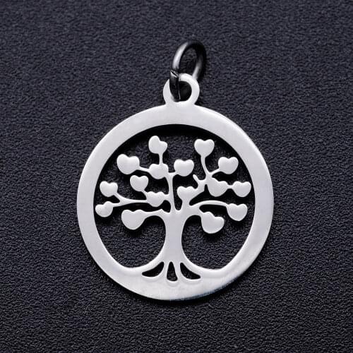 5pcs/lot 16*22mm Stainless Steel Tree of Life Pendant Bracelet Charms DIY Crafting Jewelry Making Handicraft Accessories