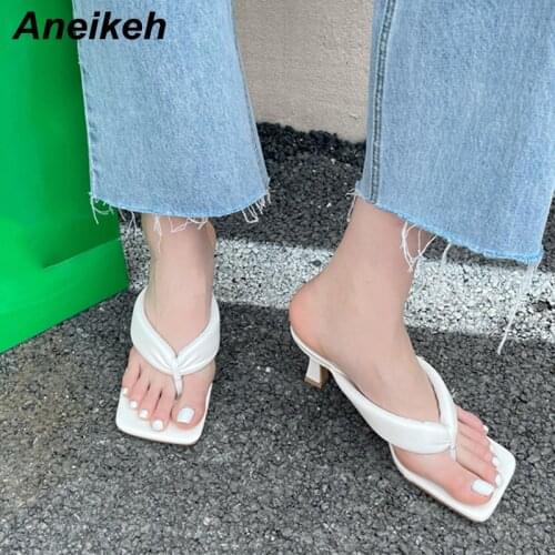 Aneikeh Casual Sexy Womens Shoes Head Peep Toe High Heels Lady Slippers Outdoor NEW 2021 Summer Femmes Chaussures Sandals 35-40