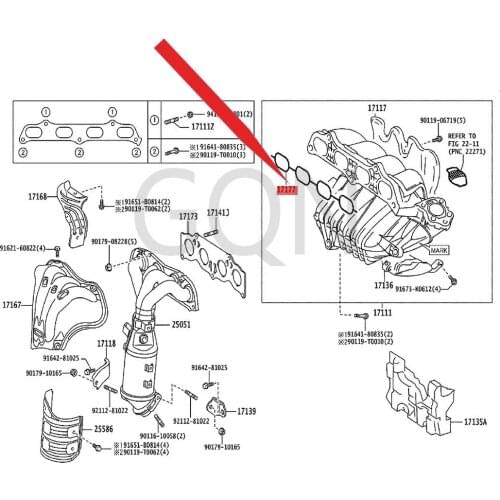 Gasket (intake manifold to cylinder head) 2006-Toy ota BLA DEC AMR YVE NZA MAR KXZ IOA VAL ON intake manifold gasket R