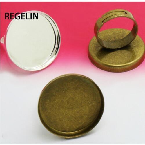 REGELIN 5pcs Adjustable Rings Base Cabochon Settings Bezel Tray Ring Blank Base Fit 25mm Cabochon Cameo DIY Making Finding