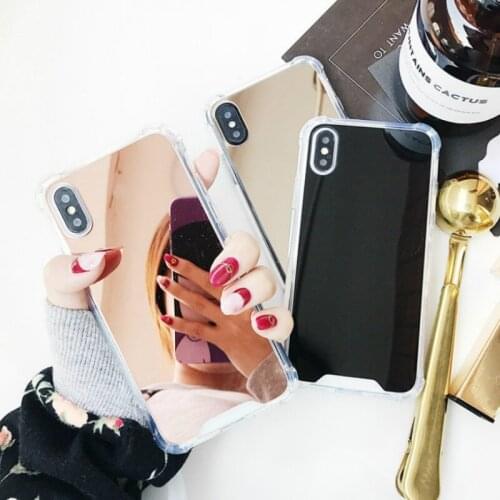Luxury Anti-shock Shockproof Mirror Solf Case for iPhone 6 7 8 Plus X Case TPU Silicon Full Protect Back Cover for iPhone 6 6S