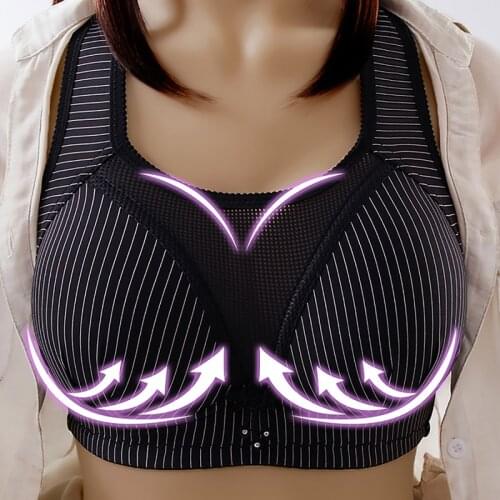 Sexy Plus Size Front Closure Sports Bra Push Up Fitness Underwear Shockproof Breathable Gym Fitness Running Yoga Bh Sport Tops