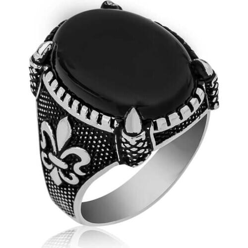 Silverlina Silver Lily flower Pattern Claw Men 'S Ring