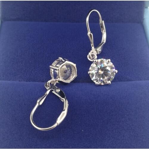 2 CT each Round Halo Style Earrings Hearts and Arrows Simulate Diamonds Engagement Earrings Stud Solid Sterling Silver