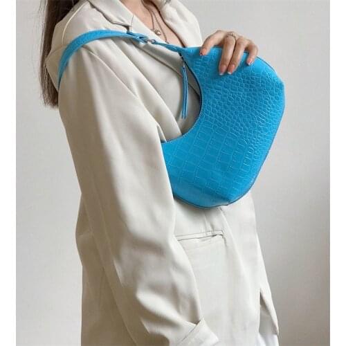 Half Moon Bag Crocodile Pattern Shoulder Womans Bags 2021 New Fashion Design Good Quality Underarm Bags Luxury Branded Handbag