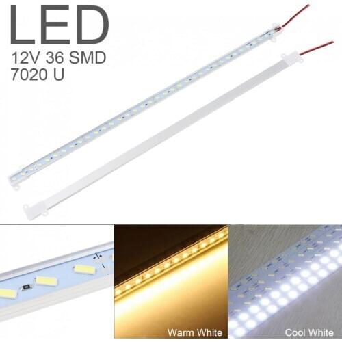 LED Rigid Strip Light 50cm 12V 36 SMD 7020 U Shape White Aluminum Alloy Shell Cabinet Lamp Bar LED Strip Lights