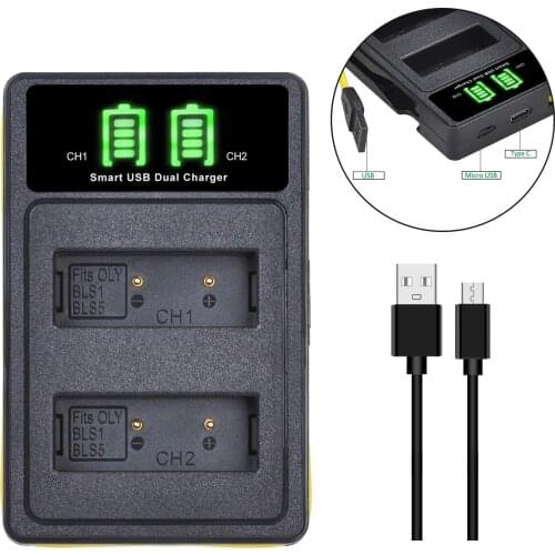 PS-BLS5 BLS-5 BLS-50 Battery Charger for Olympus PEN E-PL2,E-PL5,E-PL6,E-PL7,E-PM2,OM-D E-M10, E-M10 II, Stylus1