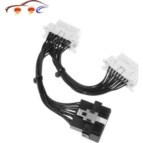 Top Quality 16 Pin OBD2 OBDii OBD 2 Splitter Extension Cable One Male To Two Female Y Cable OBD2 Splitter Extension