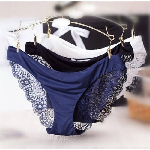 Women Sexy Sheer Lace Thong Panties Exotic Culotte Cotton Sexy Briefs Underwear
