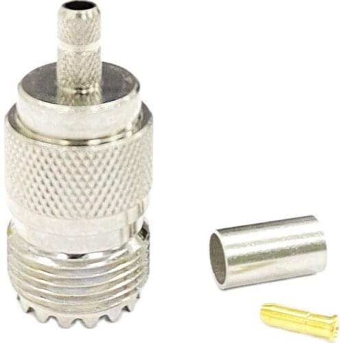 1PC UHF Female Jack RF Coax Connector Crimp for RG58 RG142 RG400 LMR195 Cable Straight Nickelplated 50 Ohm NEW wholesale