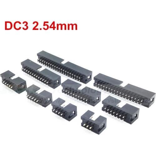 10pcs/lot DC3 2.54mm Straight type ISP JTAG connector 6P 8P 10P 12P 14P 16P 20P-50P socket free shipping