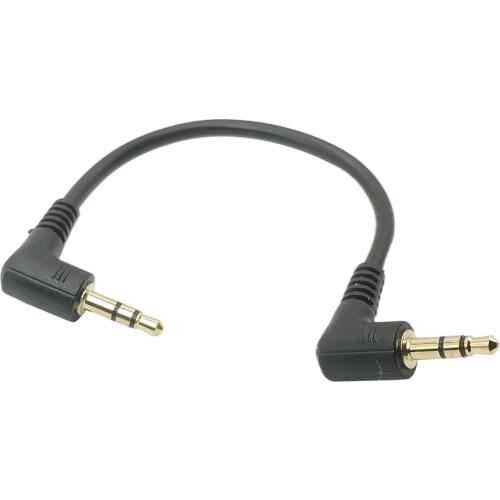 15cm 90 Degree Right Angle 3 pole 3.5mm Aux Audio Flat Cable Cord Male to Male for phone car aux Speaker
