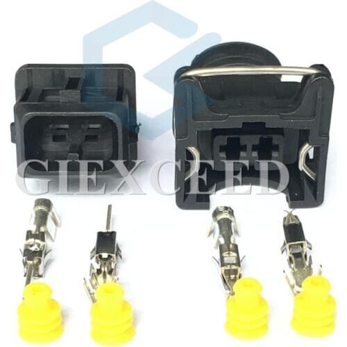 2 Sets 2 Pin EV1 282762-1 Auto Waterproof Electrical Wire Connector Plug Fuel Injector Socket Adapters