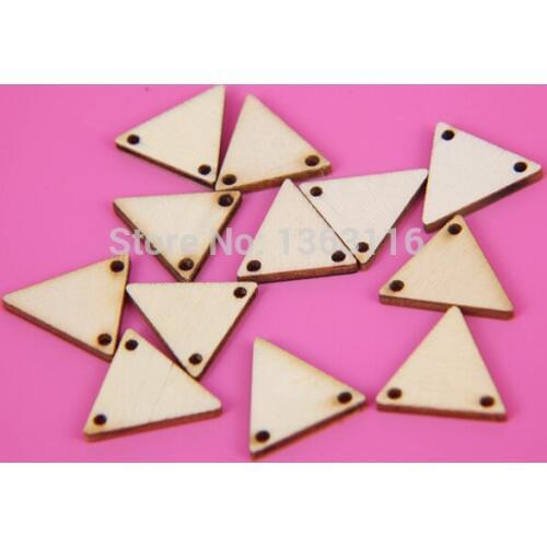 2014 Newest Two Holes Isosceles triangle DIY Unfinished Wood geometric Tile Chips for Fashion Jewelry 100pcs/lot SMT-144J