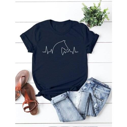 2020 Horse Heartbeat Shirt Cute Horse Lover T-Shirt Funny Animal Tees Hipster Tops